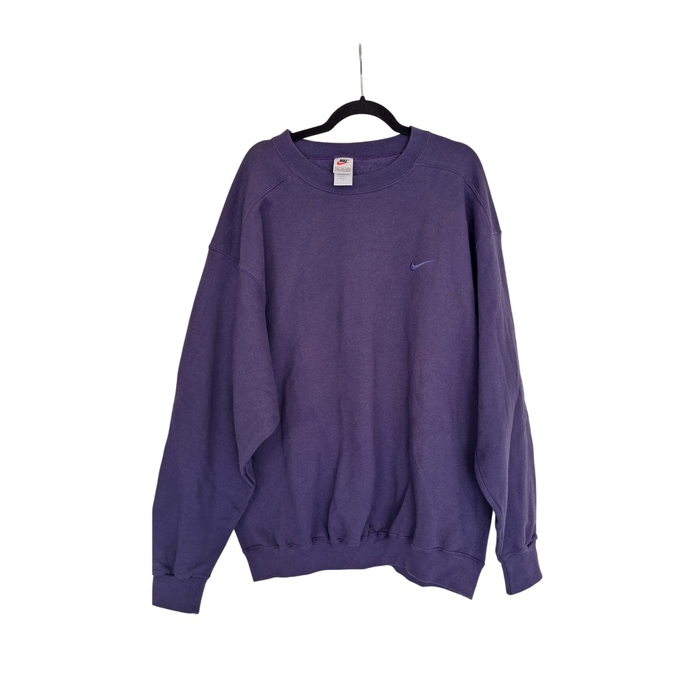 Vintage Nike Purple Crewneck Sweatshirt Embroidered Swoosh 90s Mens Large